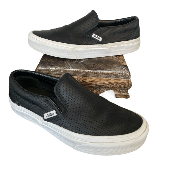 Vans Shoes - Vans The Perf Leather Slip-On Black Sneakers Shoes Unisex Women's 6.5 Men's 5